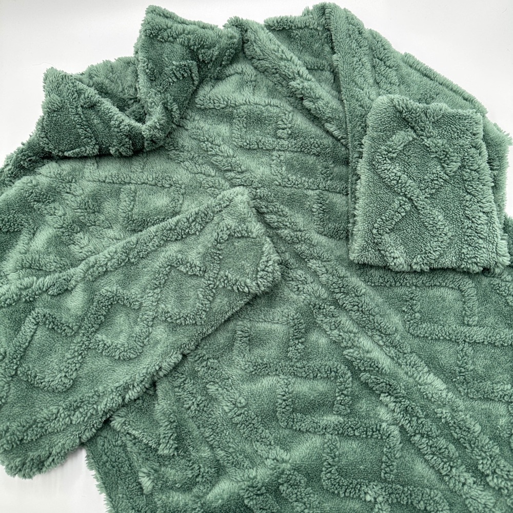 Eddie Bauer Cable Fleece Pullover Womens S Green Excellent Sherpa Mock Neck Cozy